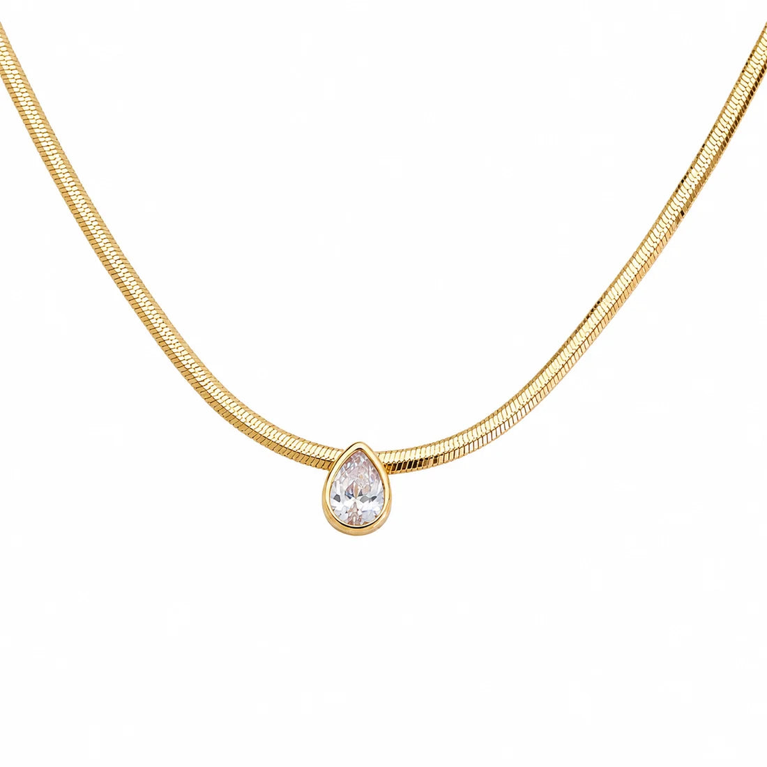 Date Night Pear Cut Cubic Zirconia Snake Chain Necklace