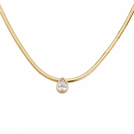 Date Night Pear Cut Cubic Zirconia Snake Chain Necklace