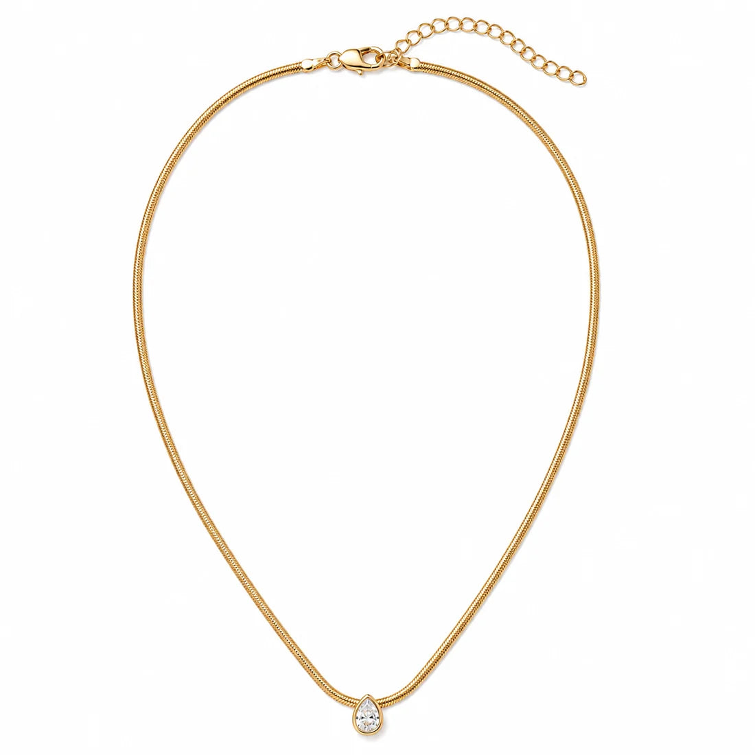 Date Night Pear Cut Cubic Zirconia Snake Chain Necklace