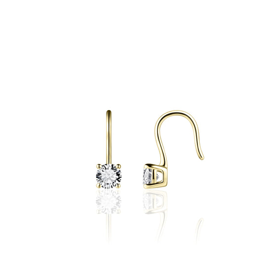Gold Cz Hook Drop Earring
