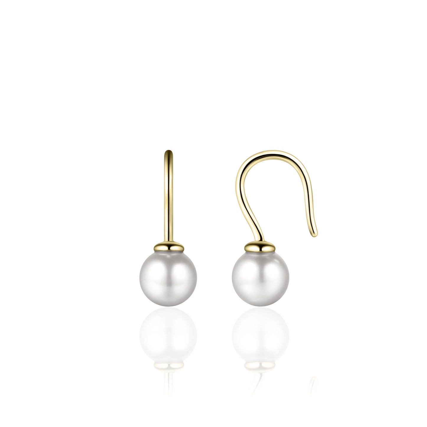 Gold Pearl Hook Earrings
