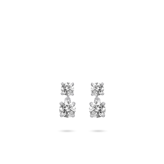 Silver Double Brilliant Stud Earrings