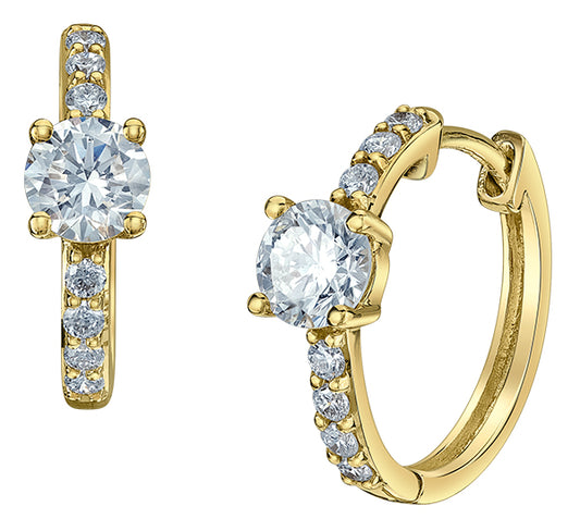 9ct Yellow Gold Diamond Hoop Earrings
