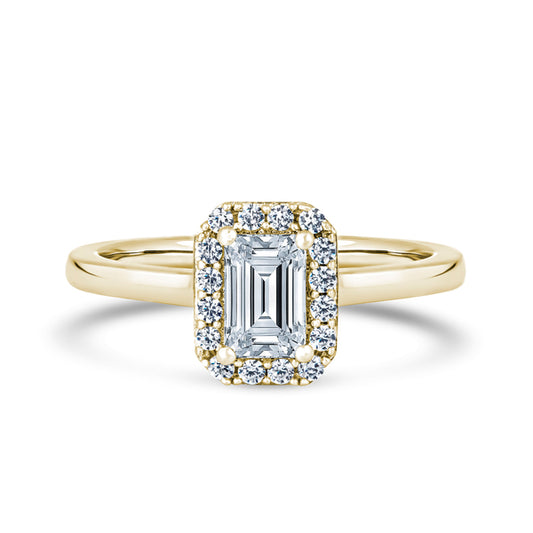 Emerald Cut Diamond Halo Ring
