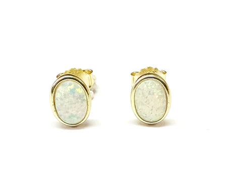 Opal Yellow Gold Plated Silver Earring