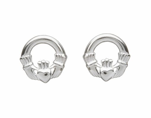 Silver Claddagh Stud Earrings