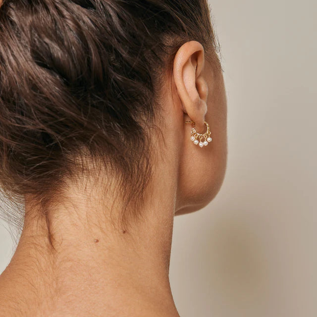 Gold Pearl Astrid Hoop Earrings