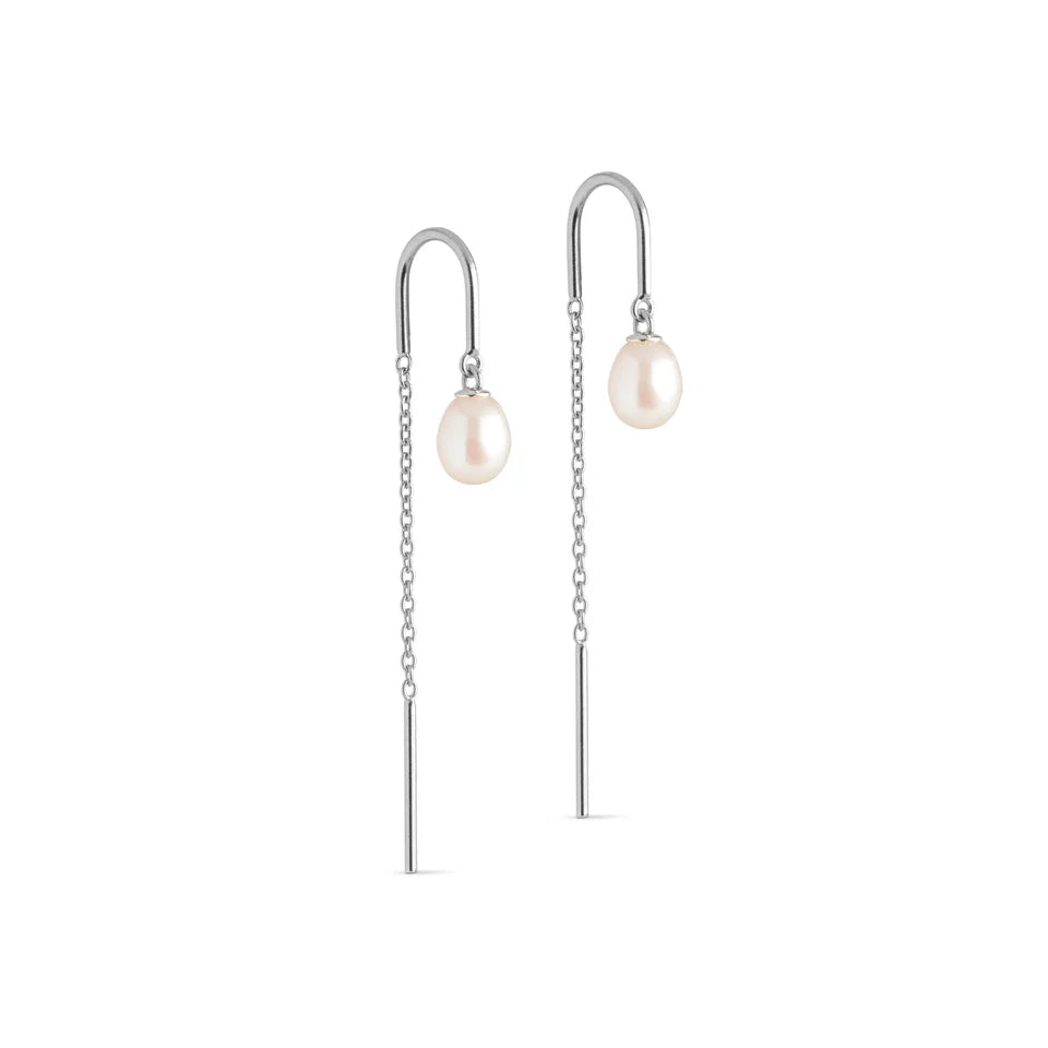 Silver Eleanor Pearl Drop Earrings