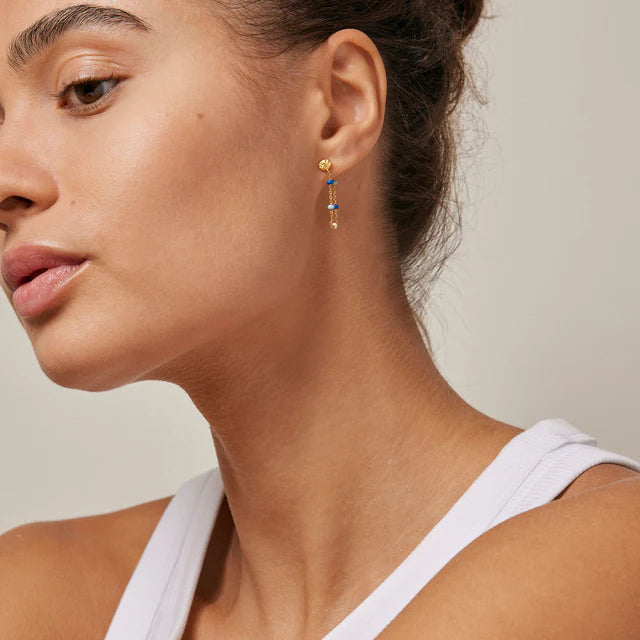 Gold Marine Enamel Drop Earrings