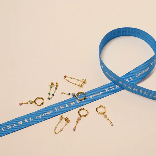 Gold Marine Enamel Drop Earrings