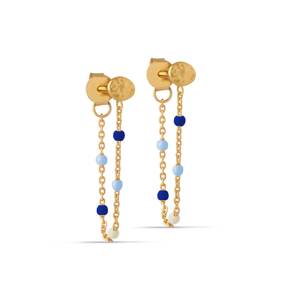 Gold Marine Enamel Drop Earrings