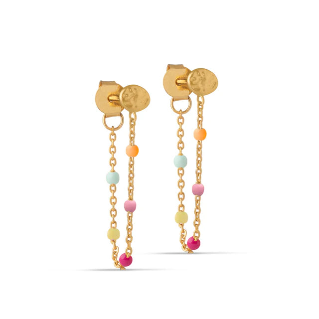 Gold Rainbow Enamel Lola Earrings