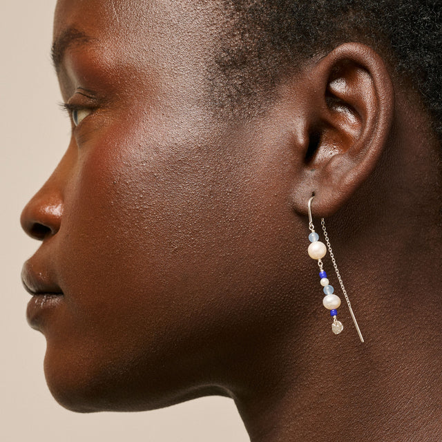 Silver Enamel Marine Sofia Earrings