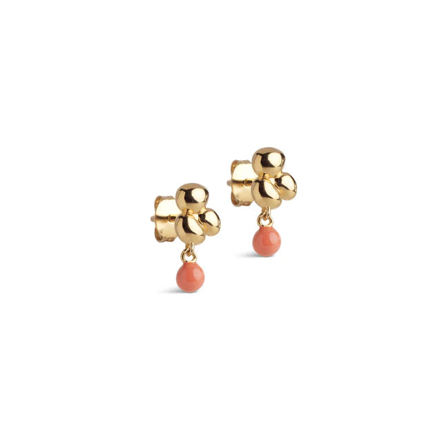 Gold Coral Nara Ball Earrings