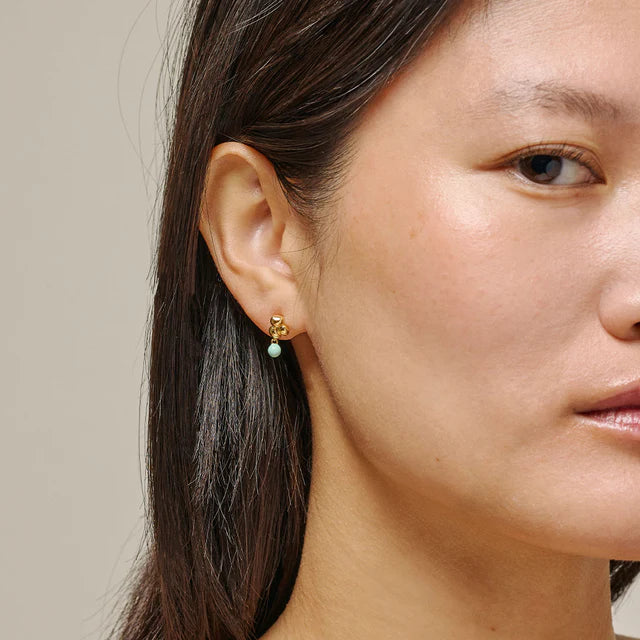 Gold Mint Nara Ball Stud Earrings