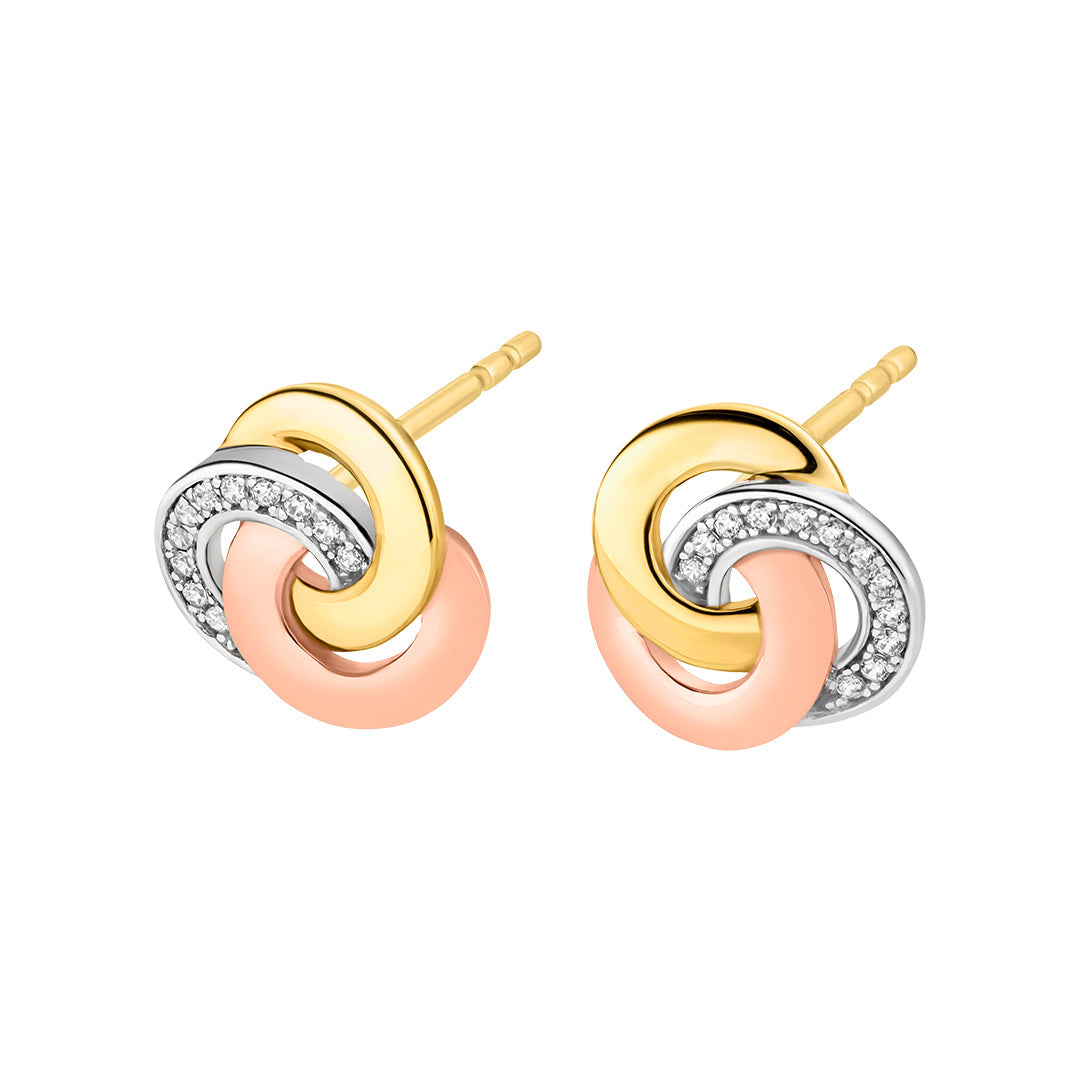 9ct Gold Trio Tone Stud Earrings