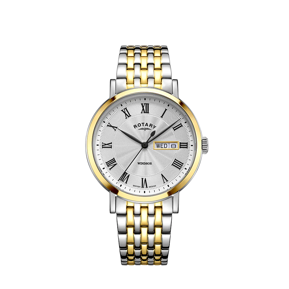 Rotary Men's Duo Tone Bracelet White Dial