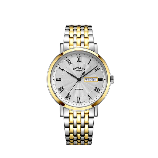 Rotary Men's Duo Tone Bracelet White Dial