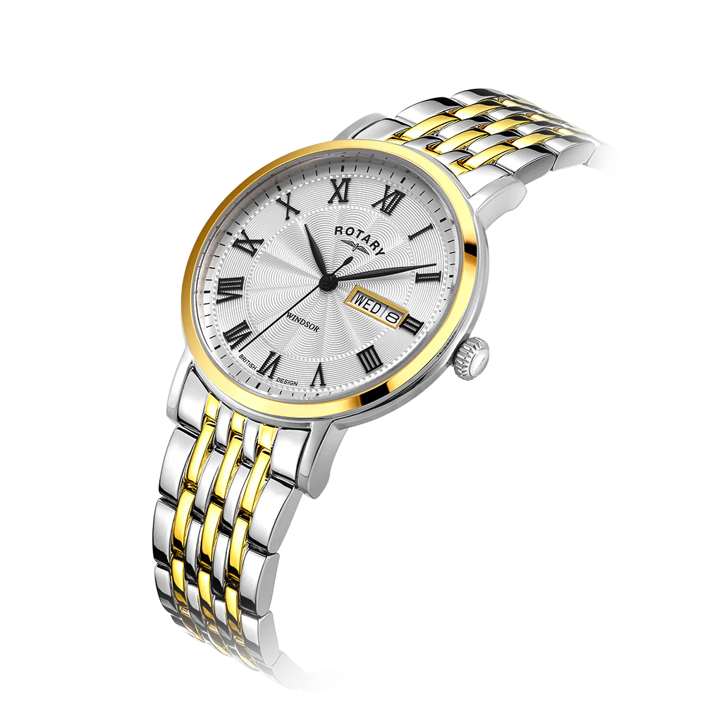 Rotary Men's Duo Tone Bracelet White Dial
