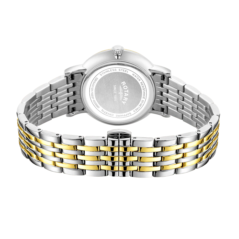 Rotary Men's Duo Tone Bracelet White Dial