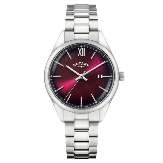 Rotary Men's SS Bracelet Burgundy Dial