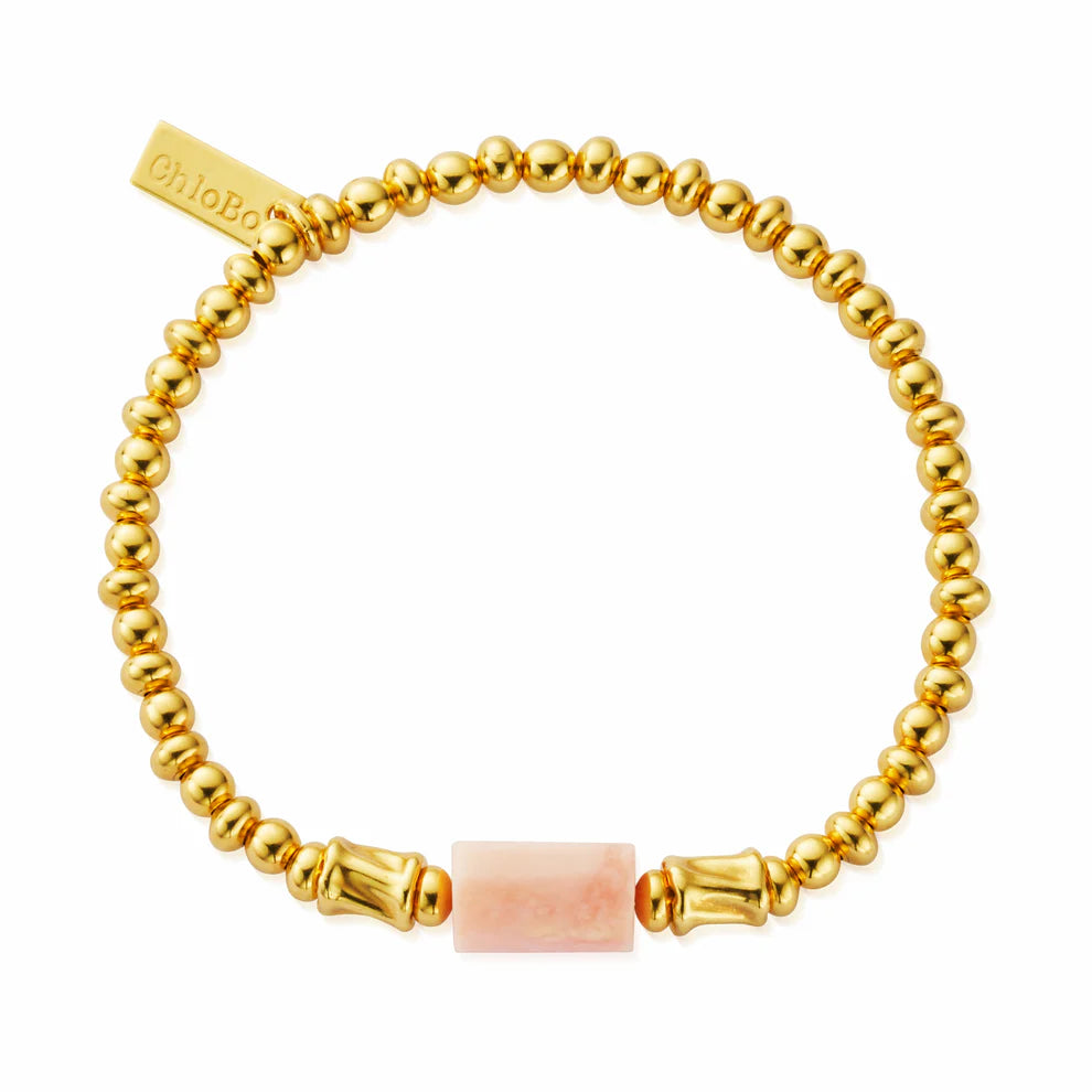 Gold Love Spirit Stone Bracelet-Pink Opal