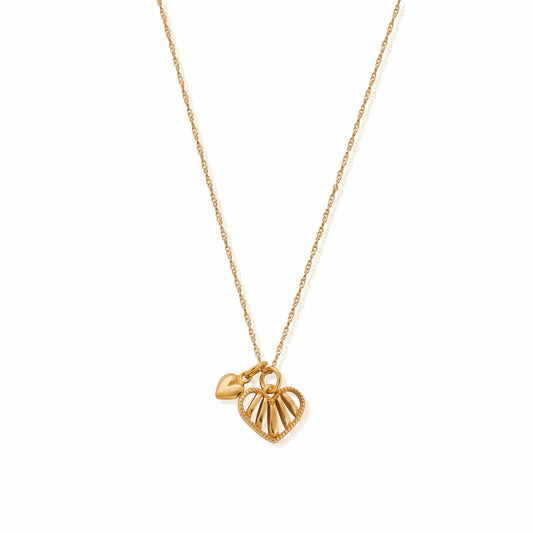 Twisted Rope Chain Loving Hearts Necklace