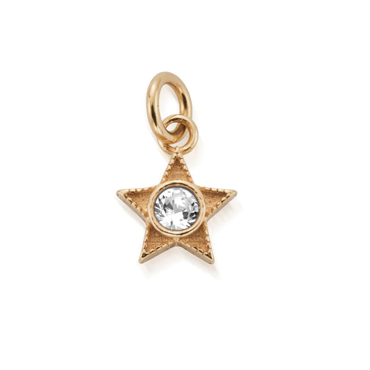 April Mini Star Birthstone Pendant Charm - Gold