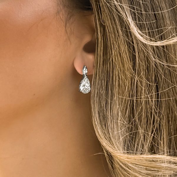 Genova Rhodium Crystal Teardrop Earrings