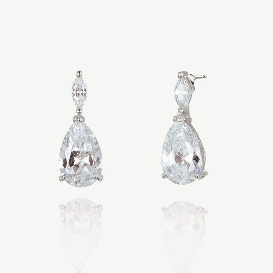 Genova Rhodium Crystal Teardrop Earrings
