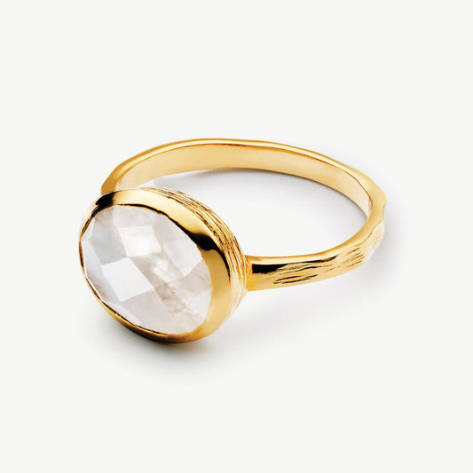 Glacier Oval Gemstone Ring 18ct Gold Plated, Moonstone
