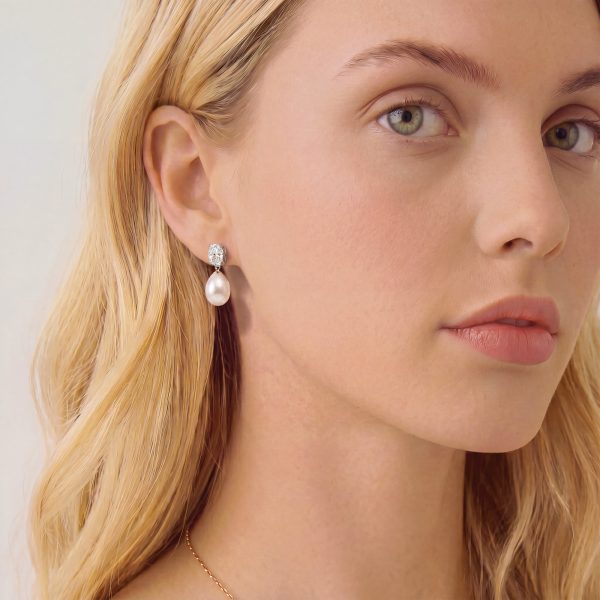 Hampstead Rhodium Crystal Pearl Drop Earrings