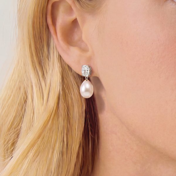 Hampstead Rhodium Crystal Pearl Drop Earrings