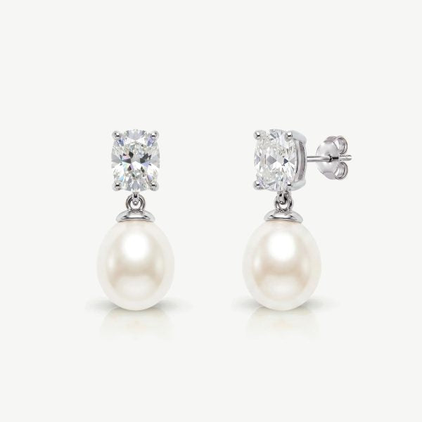 Hampstead Rhodium Crystal Pearl Drop Earrings