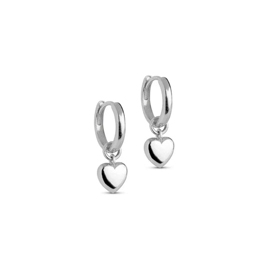Silver Amore Heart Hoops
