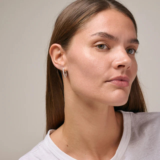 Silver Ball Hoops Large
