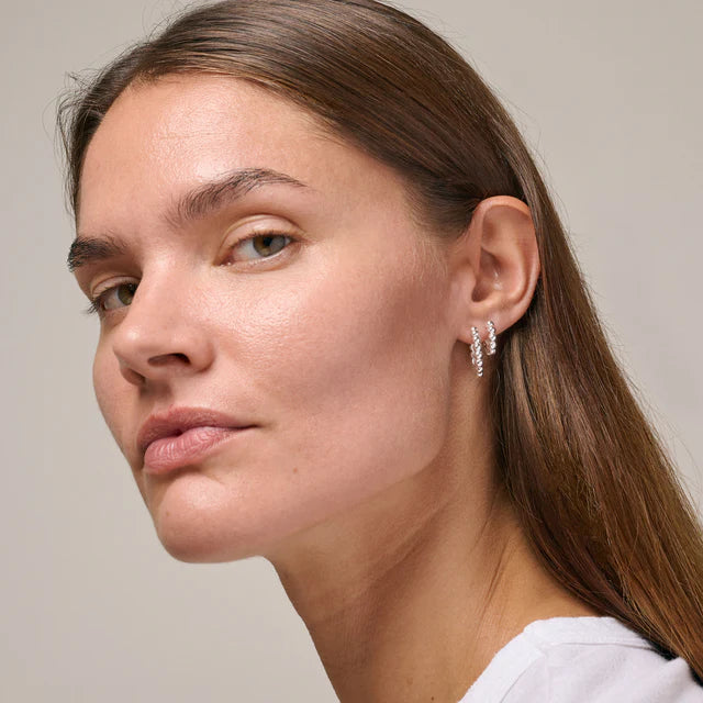 Silver Ball Hoops Small