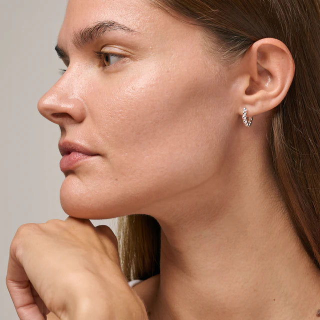 Silver Ball Hoops Small