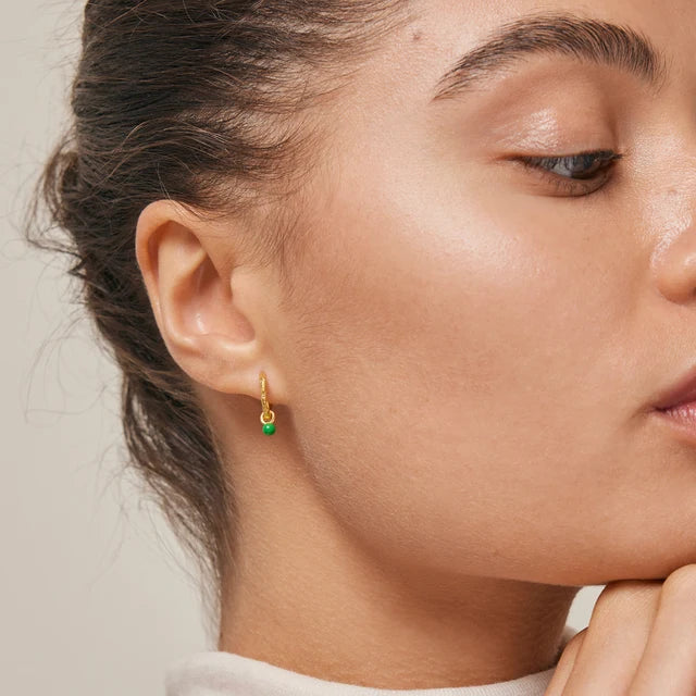 Gold Belle Hoops - Grass Green
