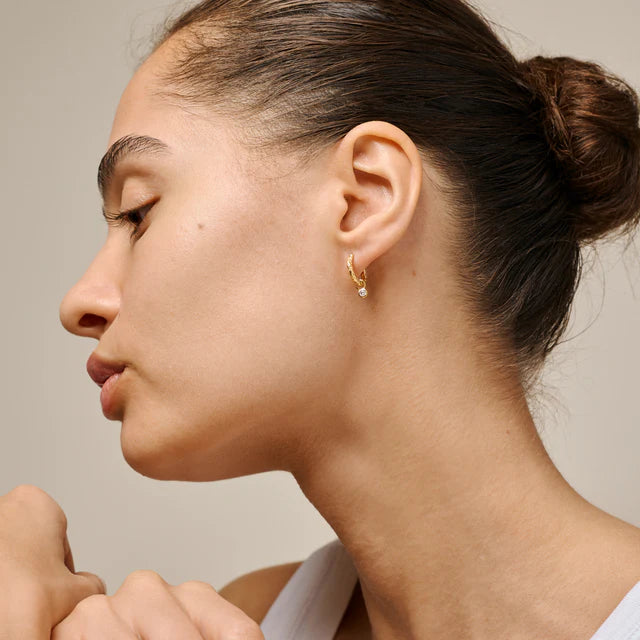 Gold Cz Belle Hoop Earrings
