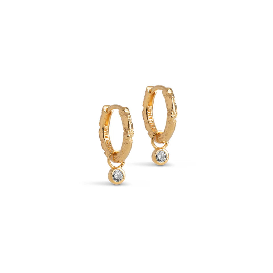 Gold Cz Belle Hoop Earrings
