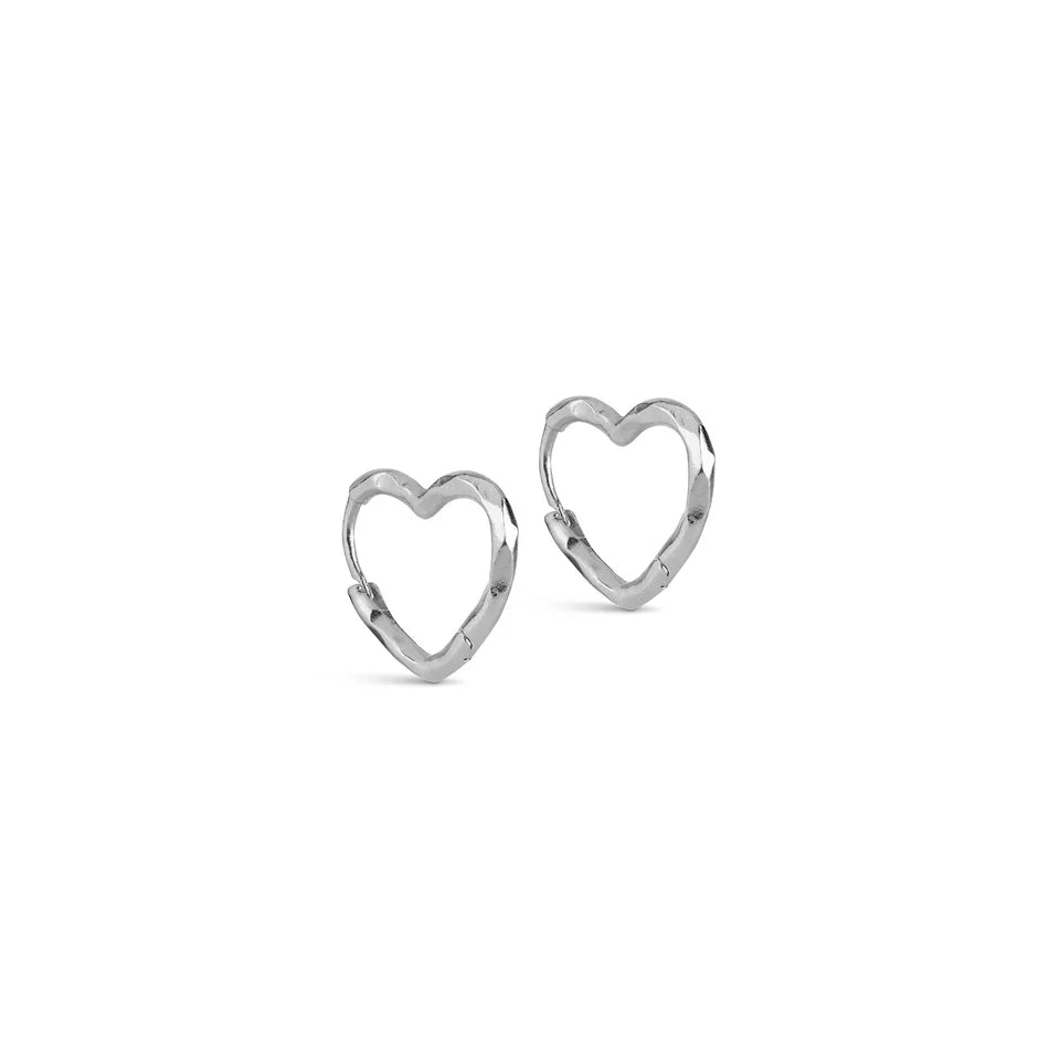 Silver Organic Heart Small Hoops