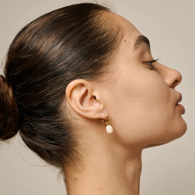 Gold Sparkle Enamel Hoop Earrings