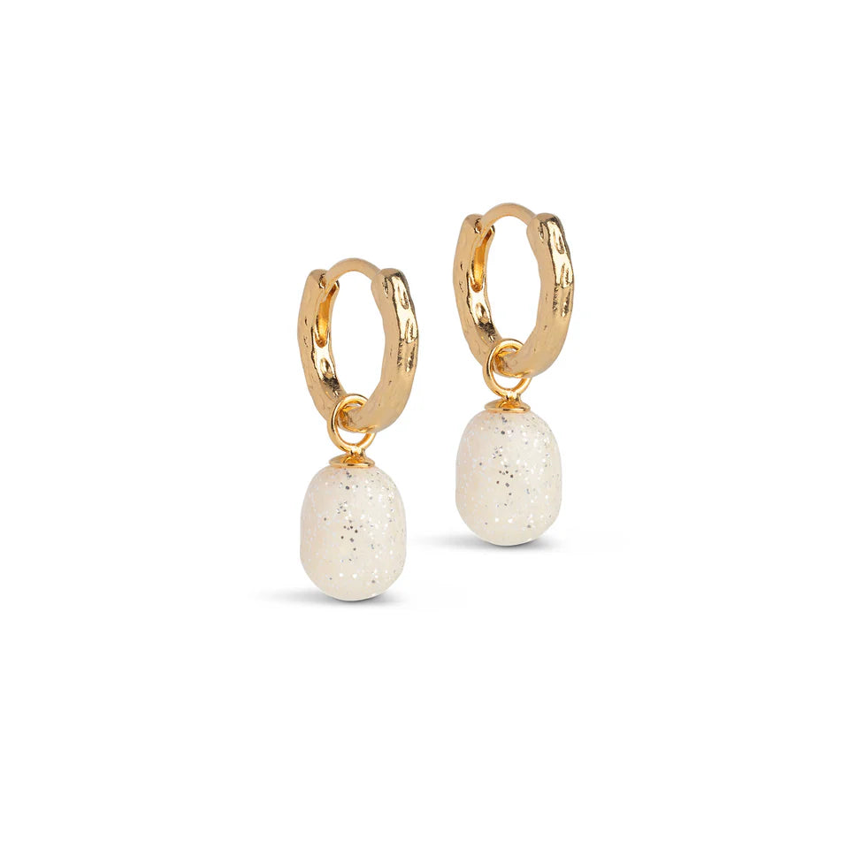 Gold Sparkle Enamel Hoop Earrings