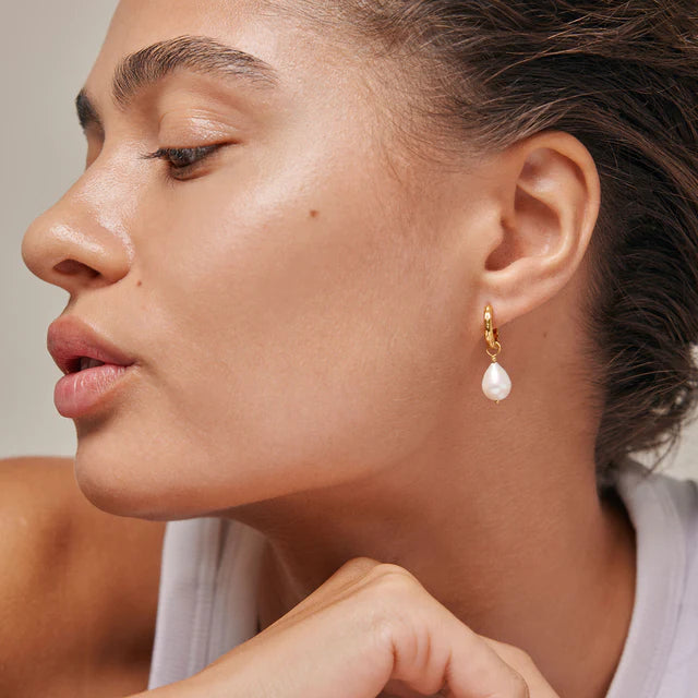 Gold Peal Hoops