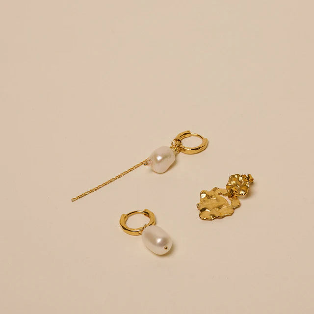 Gold Peal Hoops