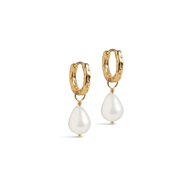 Gold Peal Hoops