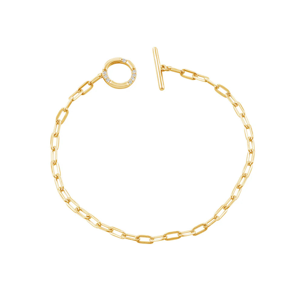 GEORGINI ALCHEMY PAPERCLIP FOB BRACELET GOLD