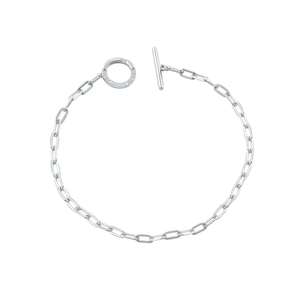 GEORGINI ALCHEMY PAPERCLIP FOB BRACELET SILVER