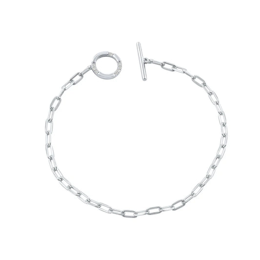 GEORGINI ALCHEMY PAPERCLIP FOB BRACELET SILVER